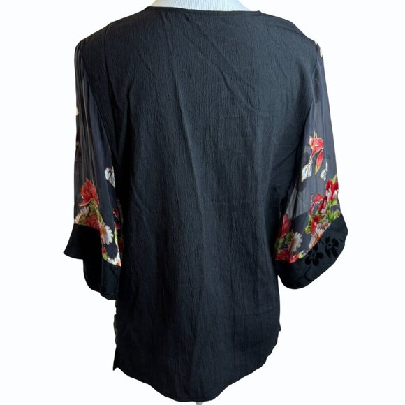 Spencer Alexis Womens Lace Floral Silk Kimono Jacket Size M Oriental Toggle - Picture 5 of 9